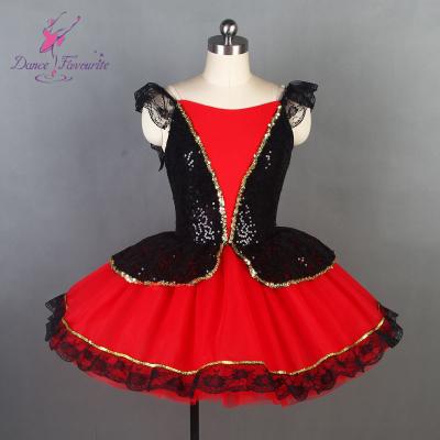 China Red and black spanish dress for girls ballet dance tutu costume adult performance wear 19069 for sale