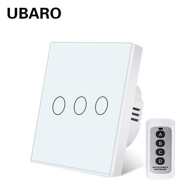 China Smart Home White Tempered Glass Panel Wireless Remote Switch Controllable Remote Wall Switch 0 - 20 Meters for sale