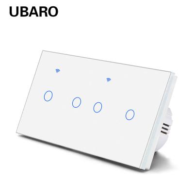 China Voice Control Home Wireless Light Dimmer Switch 10A 2200W 4 Gang Wifi Controlled Power Switch for sale