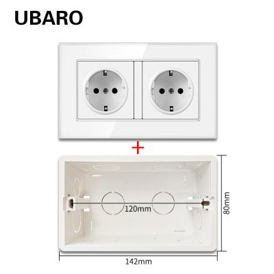 China Tempered Glass Panel  Electrical Wall Socket Standard EU  Round Outlet Plug AC250V for sale