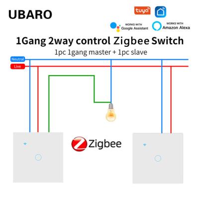 중국 방화성 PC 셸 재료 Zigbee TuYa 듀얼 라이트 스위치 온화 유리 패널 벽 라이트 스위치 1 갱 판매용