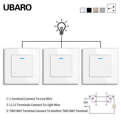 Cina 82Tippi Unione europea standard interruttore a doppia luce per ufficio domestico montato a parete 1 gang 3way interruttore intermedio 250V 10A 2000W/gang in vendita