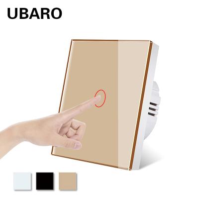 China Gold Tempered Glass Panel Wall Touch Switch For Home Furniture Led Lamp 10A 5-300W/gang 220V for sale
