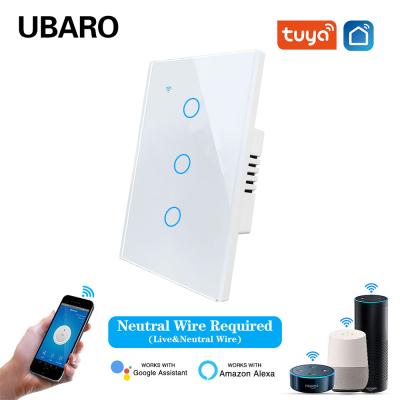 Cina 3gang Need Neutral Wire Control Smart Light Switch Con App Control Control Voce Control Manuale Controllo Timing Set in vendita