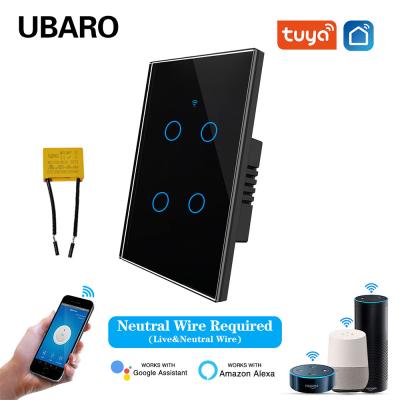 China Tuya Smart Home 4Gnag Voice Control Light Switch with App WIFI Remote Timer and Sharing No Neutral for sale