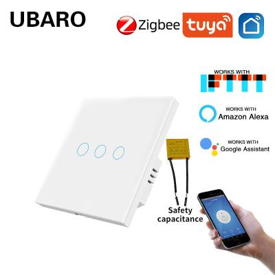 China 86 Type Tuya Smart Life Zigbee Switch Works With Zigbee Wall Mounted Smart Switch Need Zigbee Gateway 400W/gang for sale