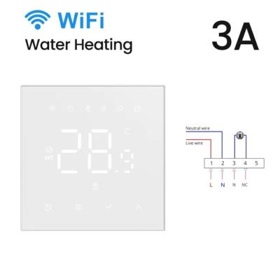 China Tuya Wifi Smart Thermostat Switch Electric Water Floor Heating Wall Hanging Furnace Switch 3A Touch / Mobile APP/ Voice Control Compatible with Alexa/Google Home for sale