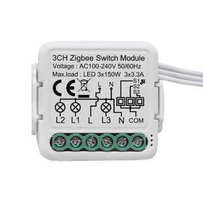 China Zigbee Smart Safety Breaker Switch 3CH With 250W Smart Home Power Control Life/Tuya App & Voice Support DIY for sale