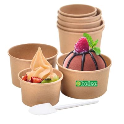 China Disposable Degradable Wrapping Paper Soup Cup Degradable Bowl With Lid For Ice Cream Soup Dessert Cake Party Tableware Bowl for sale