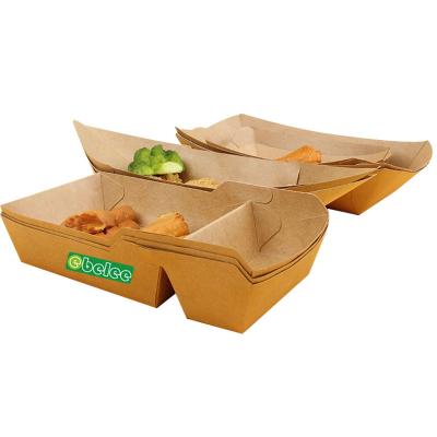 China OEM Packaging Disposable Hot Dog Tray Takeaway Food Container Box Custom Paper Food Packaging For Korean Corn Dog for sale