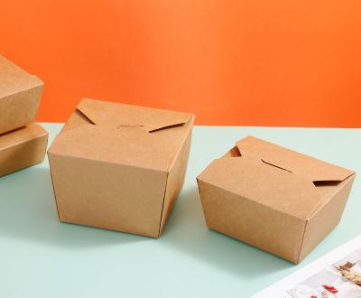 China Disposable Kraft Paper Box Food Grade Paper Catering Box Custom Disposable Take Out for sale