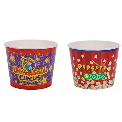 China Disposable 85 Oz Customized Food Grade Paper Cups Pails Rolls Tubs For Popcorn Snacks Packaging for sale