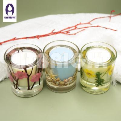 China Birthdays Custom Design Flower Jelly Wax Scented Candles Glass Jar Candles for sale