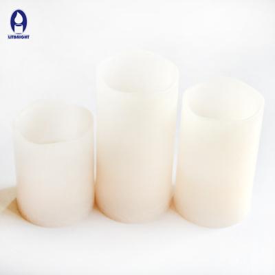 China Weddings Pillar Shape Battery Operated Wick LED Flameless Flickering Plastic Candle for sale