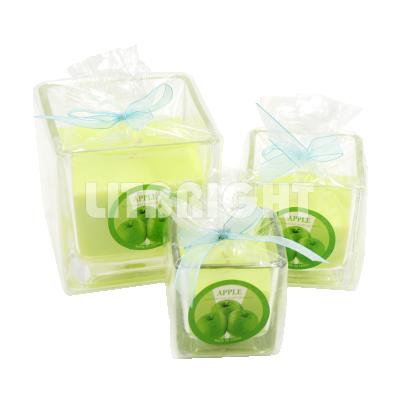 China Custom Made Scented Scented Glass Square Shape Candle Jar Clear Glass Candle for sale