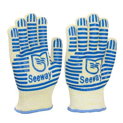 China SEEWAY Fire Resistant EN407 Heat Resistant Up To 932F (500C) Aramid BBQ Gloves Grill Gloves for sale