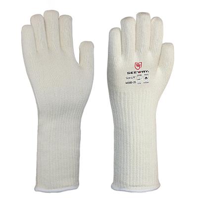 China 2 Ply 662F Aramid Seamless Knitted Long Sleeve Heat Resistant Gloves for sale