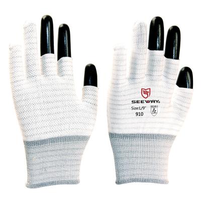 China Seeway Anti-Static 3-Fingerless Work Anti-Static Gloves With Grip PVC Dotted Palm for sale