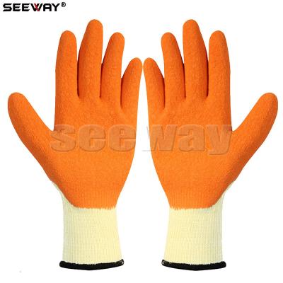 China Seeway Anti-Slip Natural Latex Rubber Palm Coated Gloves for sale