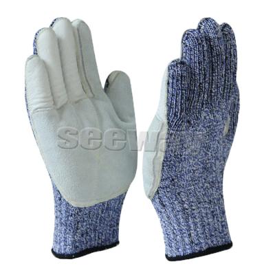 China Hot Selling Seeway Amazon Level 5 Anti-Cut Cowhide Heavy Duty Leather Puncture Proof Gloves Anti-Cut Work Protection for sale