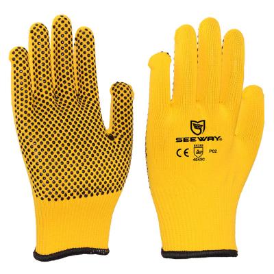 China SEEWAY 13 Gauge Anti-Slip PVC Dotted Nylon Knit Work Safety Gloves With Dotted Grips for sale