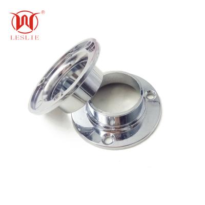 China Modern Chrome Wardrobe Tube Pendant Cabinet Rod End Rod Flange Support Oval Wall Mounting Pipe for sale