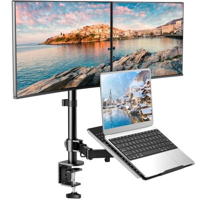 China HUANUO Double Monitor Stand Black Vesa Mount 2 Monitor PC Screen Steel Flexible Computer Monitor Arm HUANUO for sale