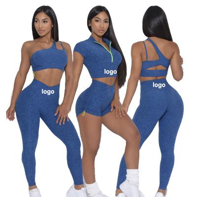 China TikTok 2022 New Women's Breathable Custom Active Gym Wear High Elastic Bra And Hip Lift Yoga Pants 4 Piece Yoga Set for sale