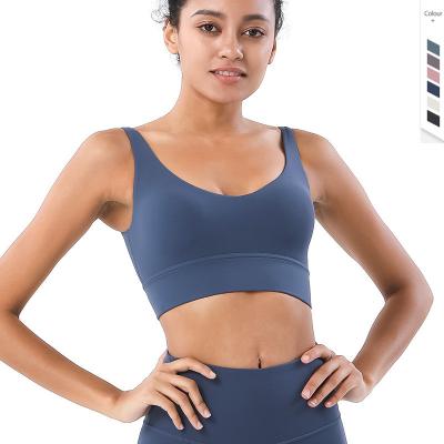 China TikTok 2022 Sexy Back Active Wear Custom Breathable Sports Bra Women Beauty Yoga Side Sanding Double Side Sanding Shockproof Bra for sale