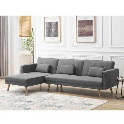 China Gray L-Shaped Fabric Living Room Folding Sofa Bed (The Other) Modern Minimalist Style Adjustable For Hotel for sale