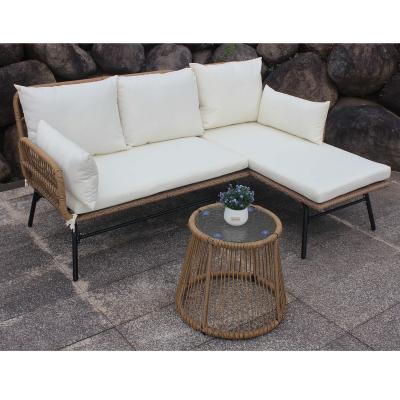 China Free Shipping Modern Outdoor Furniture L Shape Three Piece Rattan Sofa Garden Sofa Rattan Outdoor Furniture for sale