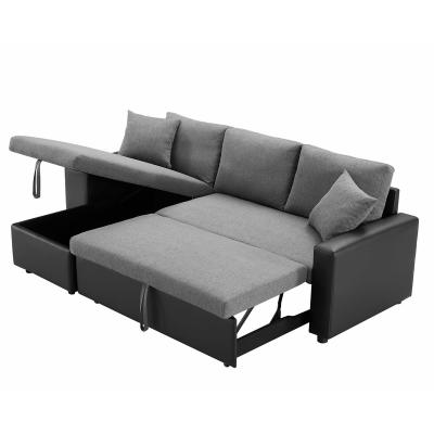 China Other Modern Gray Reversible Modular Couch Two Stools Corner Fabric Sofa For Living Room for sale