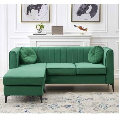 China Removable Modern Minimalist Style Velvet Sofa Cover L Shaped Green Furniture For Living Room for sale