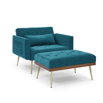 China Other modern simple couch chair legs metal gold velvet comfortable sofa bed furniture for living room for sale