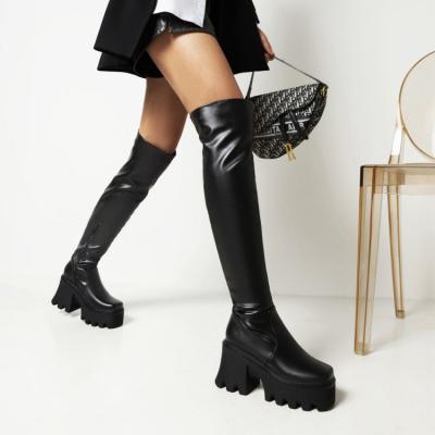 China Women 2021 ARCH SUPPORT Platform Boots Over The Knee High Boots Thigh High Boots For Women With Heels And Fur for sale