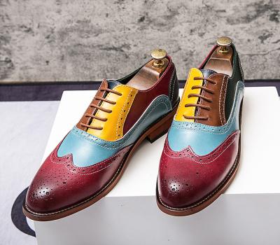 China Flat 2021 new men's casual shoes elegant lace leather business office shoes multicolor leather men's shoes for sale