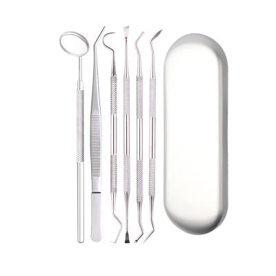 China 3-6 Pieces Reusable 304 Stainless Steel Care Cleaning Tools Kit Dental Calculus Remover Oral for sale