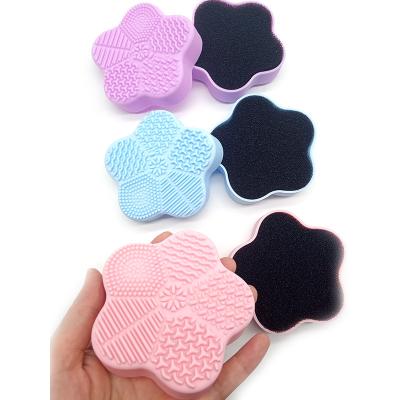 China Makeup Brush Cleasing Tool 4 Colors Makeup Brush Cleaner Box Sponge Bristle Dirt Tool Makeup Brush Scrub Pad for sale