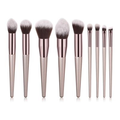 China Champagne Gold 10pcs Luxury Makeup Brush Premium Synthetic Makeup Brush Kit Blush Concealer Eye Shadow Brush for sale