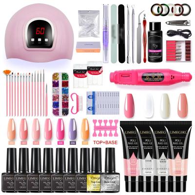 China Nail Gel Curing Nail Art Decorations Gel Nail Polish UV Led Lamp Gel Set With Nail Extension Kit for sale