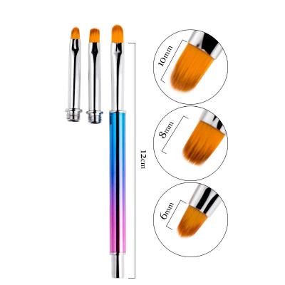 China Easy Apply Hair Alloy Handle Rainbow Nail Gel Brush Metal Nail Brush Nylon Nail Art Pen for sale