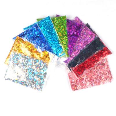 China Easy Apply Nail Glitter Sparkles Colorful Fluorescent Glass Paper Fake Glitter Nail Glitter Glitter for sale