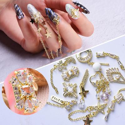 China Professional Eco-friendly Wholesale Gold Jewelry Gold Jewelry Tassel Metal Zircon Charm Nail Chain Stud Rhinestones for sale