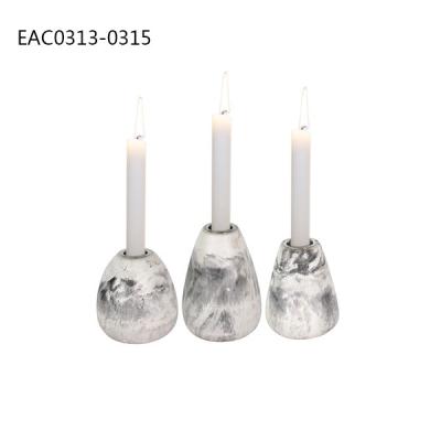 China Small White Concrete Candle Holder decorative 3 sets Marble Finished 7.7cm × 8cm for sale