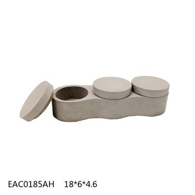 China 3 Pcs Oblong Concrete Salt Cellar Light Grey For Kitchen Decoration for sale