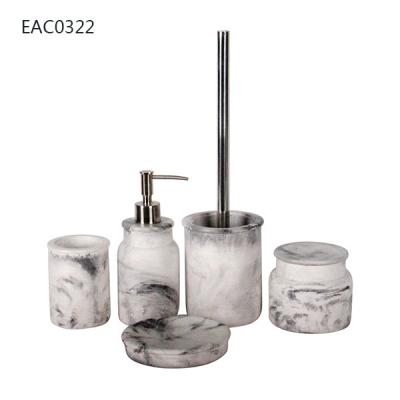 China Round Concrete Bathroom Accessories with Cotton Jar , Brush Holder , Lotion Pump for sale