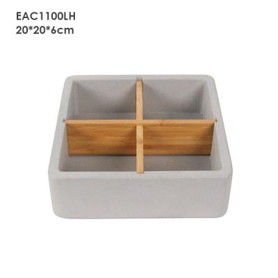 China LFGB Square small concrete box Kitchen decoration with wood divider for sale