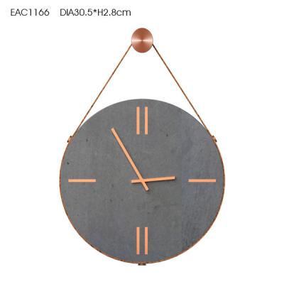 Chine Décors naturels gris-foncé de maison d'horloge murale de ciment avec la poignée en cuir factice à vendre