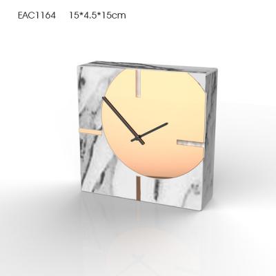 China Mini Fancy Concrete Alarm Concrete Wall Clock With Marble Effect And Gold Spraying for sale