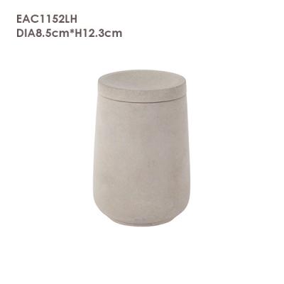 China Customized natural cement candle holder with matching lid for sale